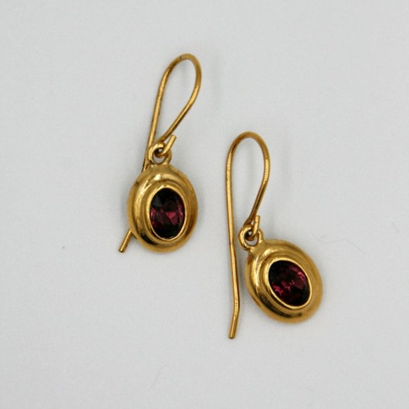 Gold & Purple Dangle Earrings - Picture 3 of 3